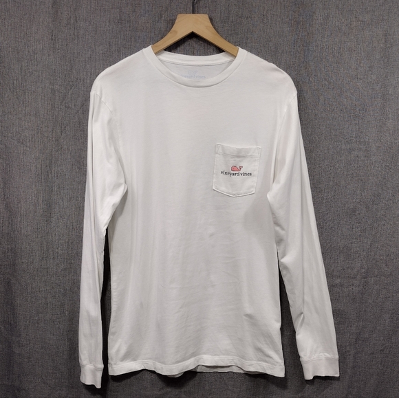 Vineyard Vines Long Sleeves Logo Shirt Men's XS White Pink Casual Comfy - Picture 2 of 9